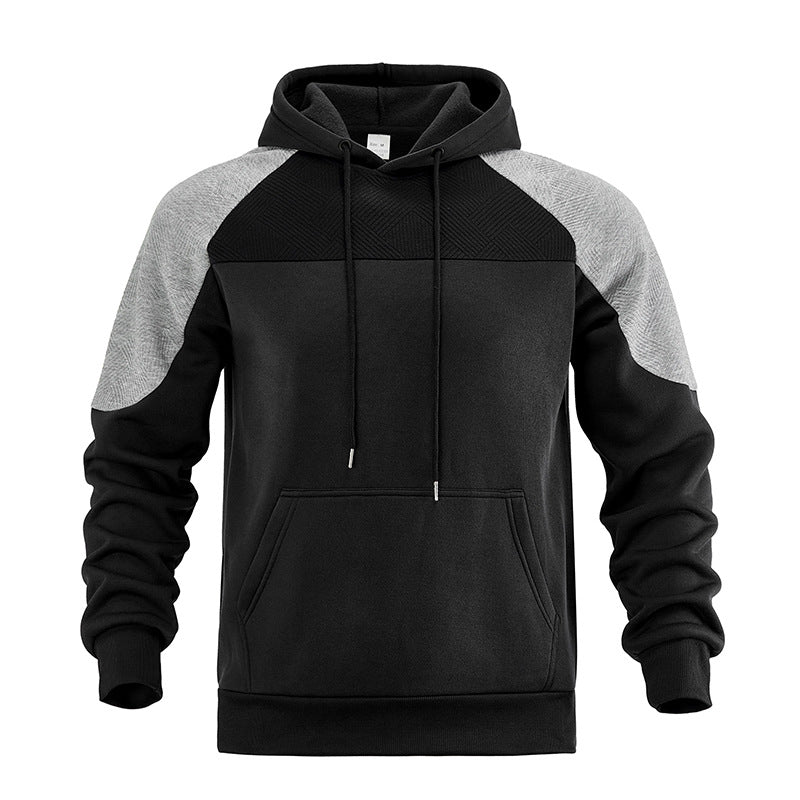 Herren Kapuzenpullover mit Struktur-Einsätzen und Kängurutasche Drune