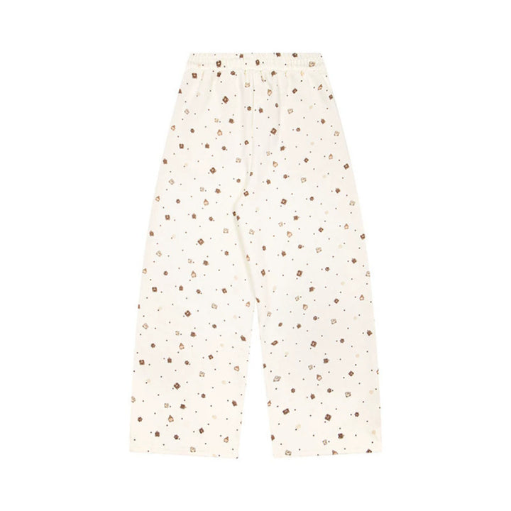 Damen Weite Loungehose im Culotte‑Stil mit elastischem Komfortbund und süßem Bären‑Print Drune