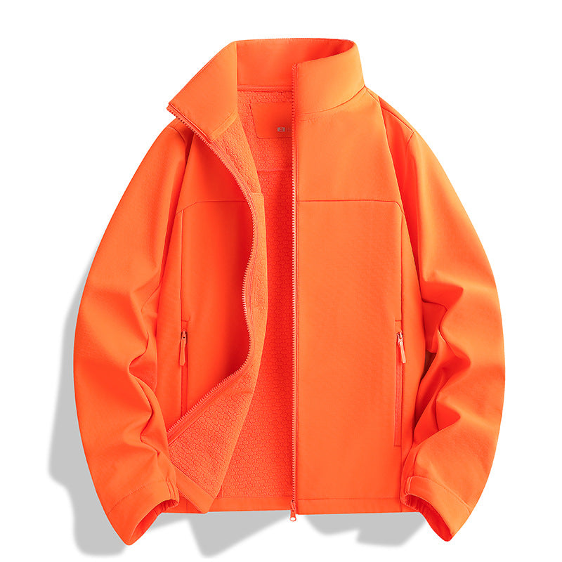 Unisex leichte Softshell-Jacke mit Fleece-Innenfutter, Stehkragen und Reißverschlusstaschen Drune