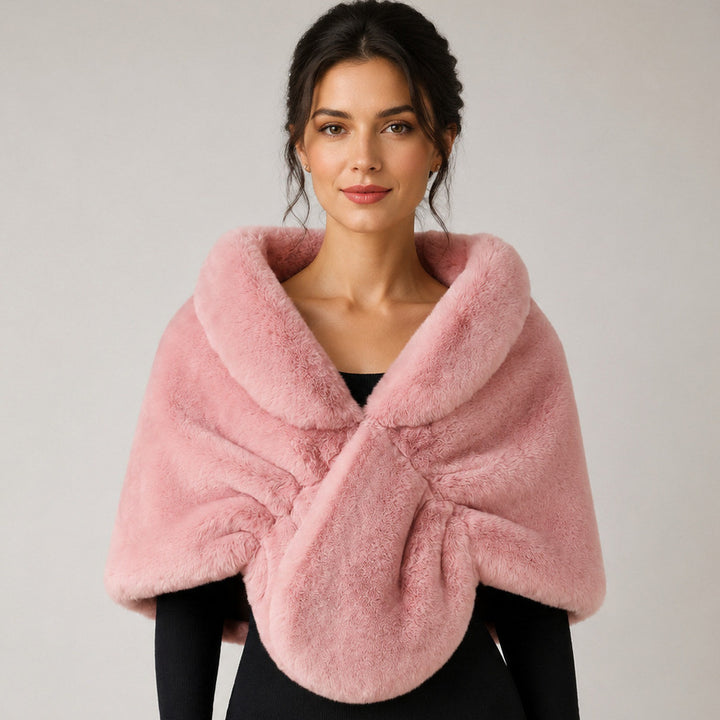 Damen Elegante Kunstpelz Stola im Capelet‑Schnitt Drune