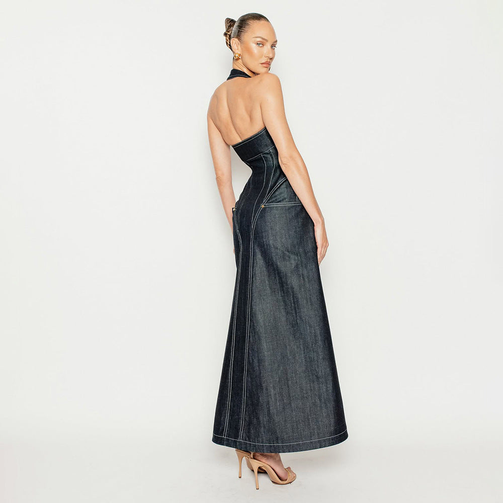 Damen Maxikleid mit Reißverschluss Drune