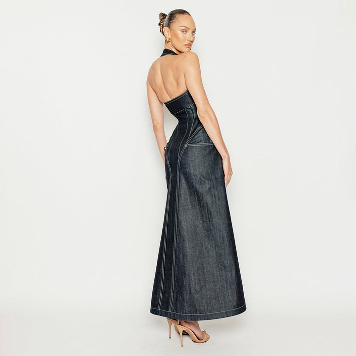Damen Maxikleid mit Reißverschluss Drune