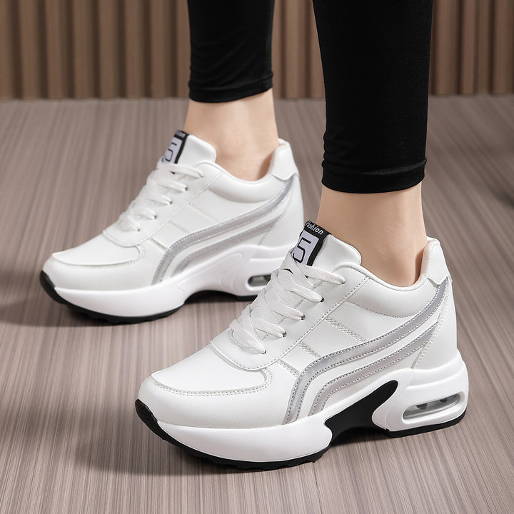 Damen nan Plateau-Sneaker mit sichtbarer Luftkammer, ergonomischer Keilsohle und gepolstertem Knöchelkragen Drune