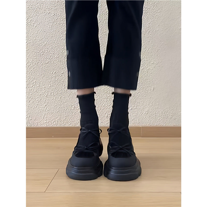 Damen Skulpturale Plateau‑Sneaker mit überhöhter Chunky‑Sohle und dekorativem Schleifenriemen Drune