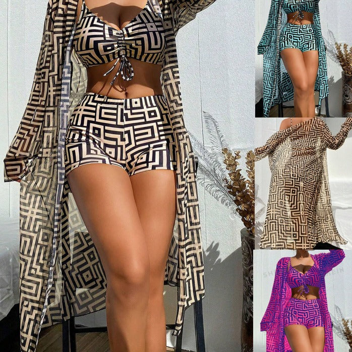Damen Bunte Bikini- und Kaftan-Kombination Drune