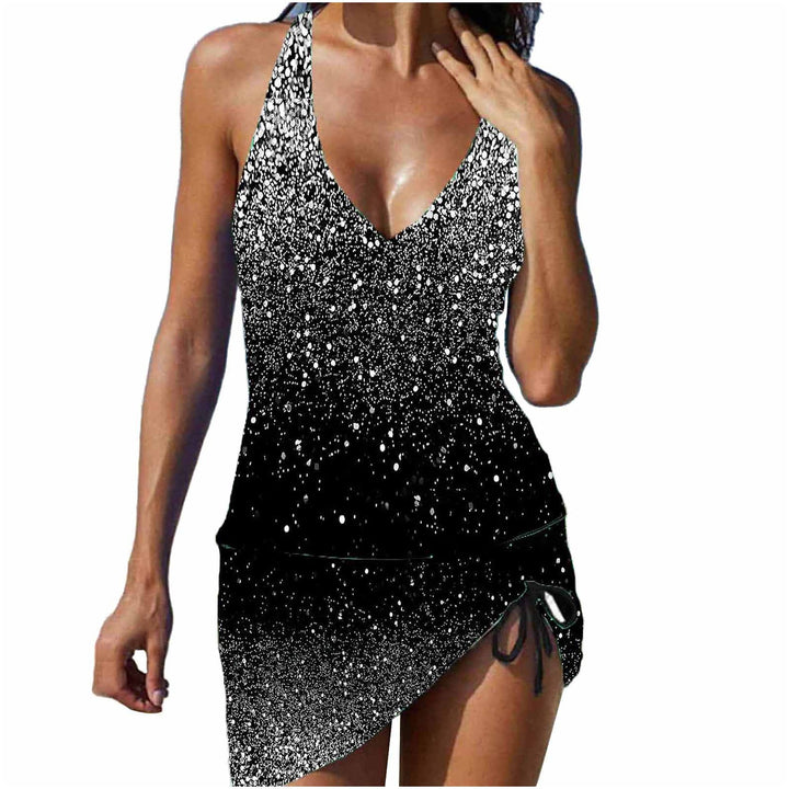 Damen lässiges Strandkleid mit verstellbarem Gürtel Drune