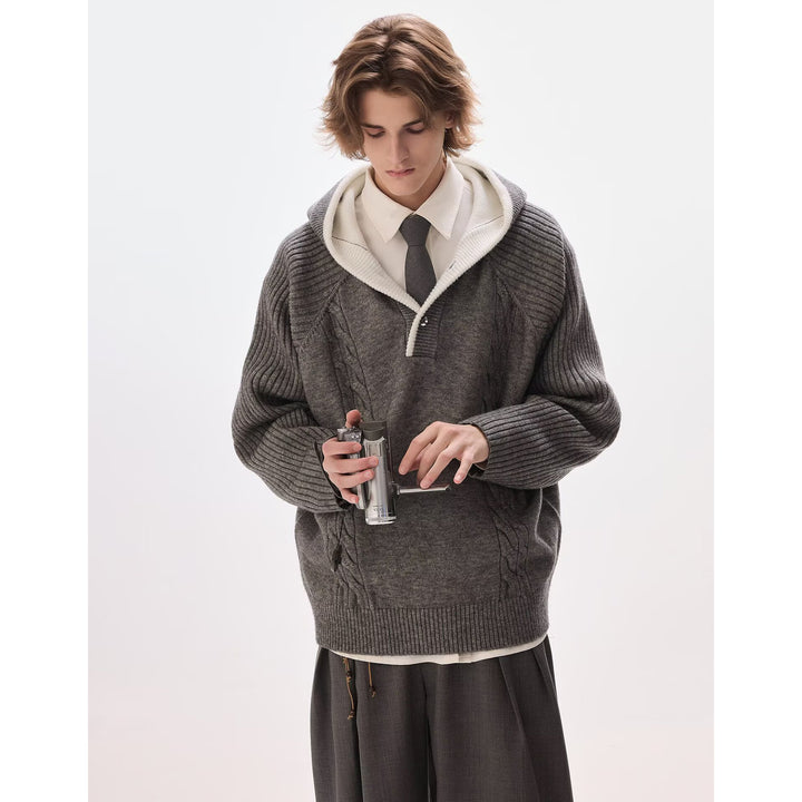 Herren Lässiger Grobstrickpullover mit Reißverschluss Drune