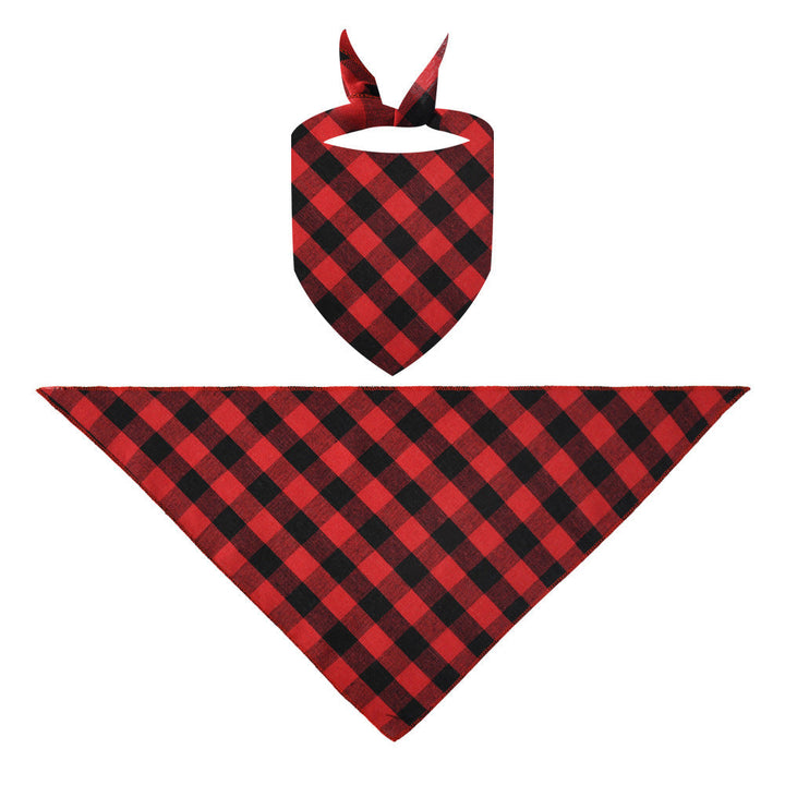 Drune | "2025 Familie Weihnachten" Buchstaben Druck Schwarz & Rot Karierter Familienpassender Grauer Pyjama Mit Hund Bandana