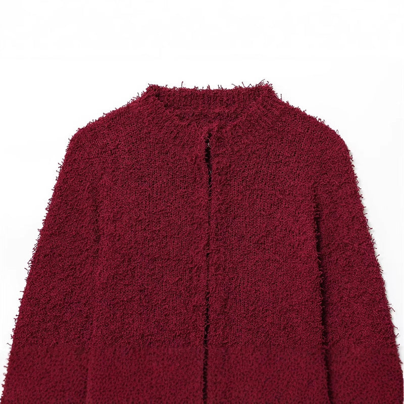 Damen kuschelige Strickjacke mit fransigen Ärmeln Drune