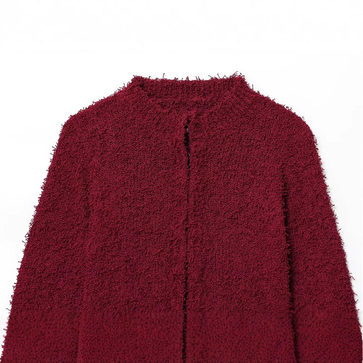 Damen kuschelige Strickjacke mit fransigen Ärmeln Drune