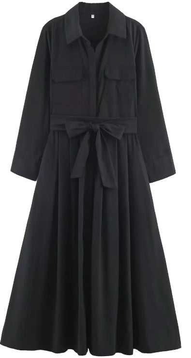 Damen 100+ Hemdblusenkleid mit Bindegürtel und A‑Linien‑Rock Drune