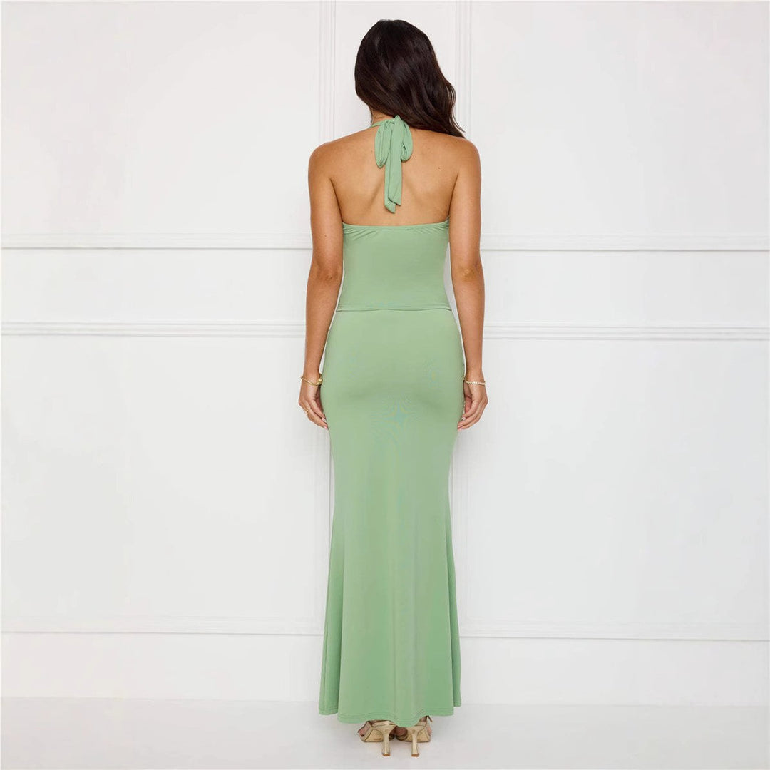 Damen Elegantes Maxikleid mit Halterneck und figurbetontem Design Drune