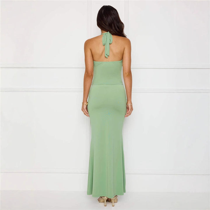 Damen Elegantes Maxikleid mit Halterneck und figurbetontem Design Drune