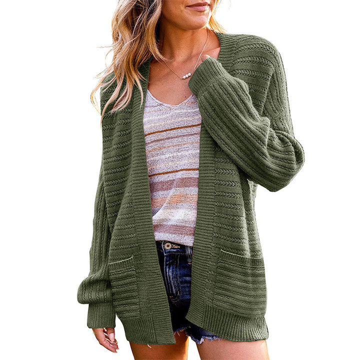 Damen Strickjacke mit tiefem V-Ausschnitt und strukturiertem Design Drune