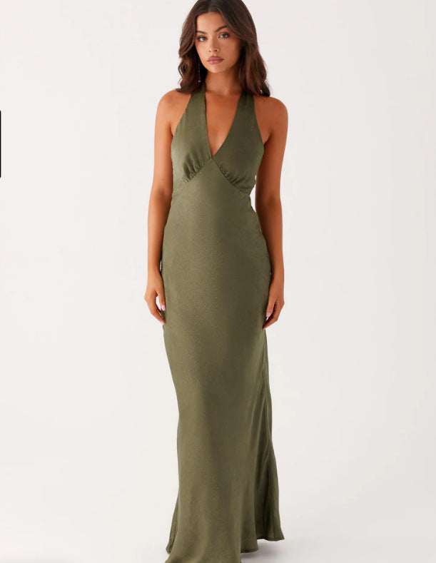 Damen Elegantes Wickelkleid mit V-Ausschnitt und schmalem, fließendem Schnitt Drune