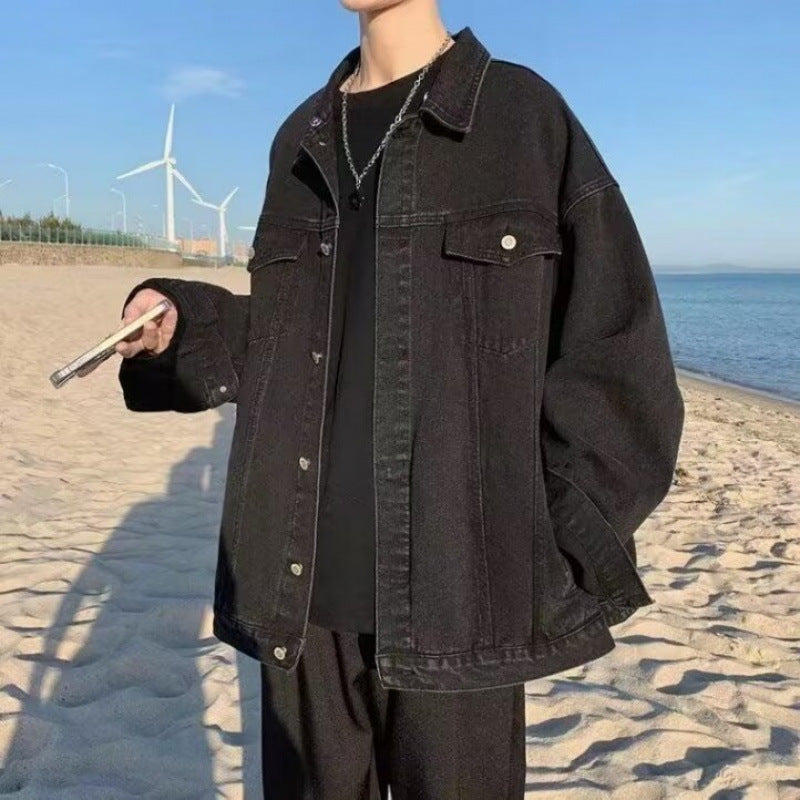 Herren lässige Oversized Denimjacke mit modischen Details Drune
