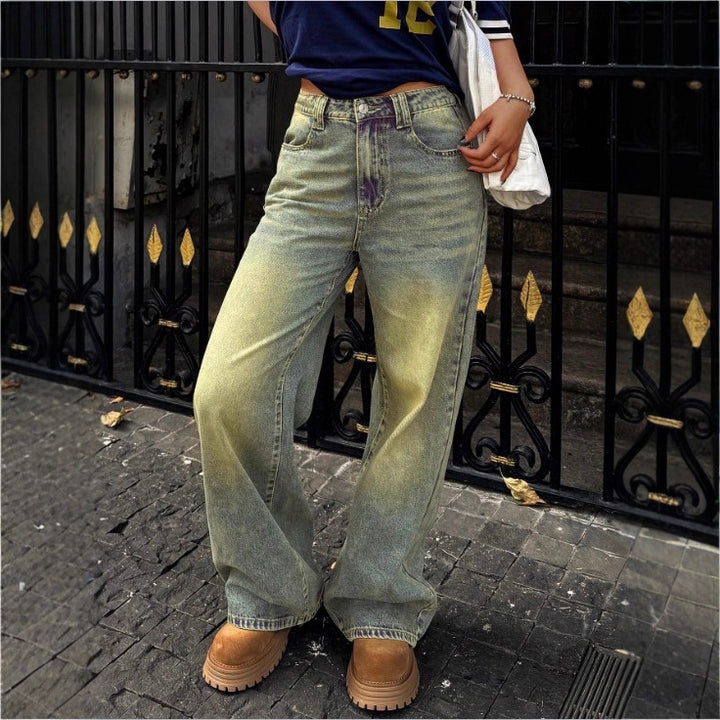 Damen High-Waist Weite Denim‑Hose mit Palazzo‑Schnitt Drune