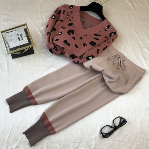 Damen trendiges Strickset mit grafischen Details Drune