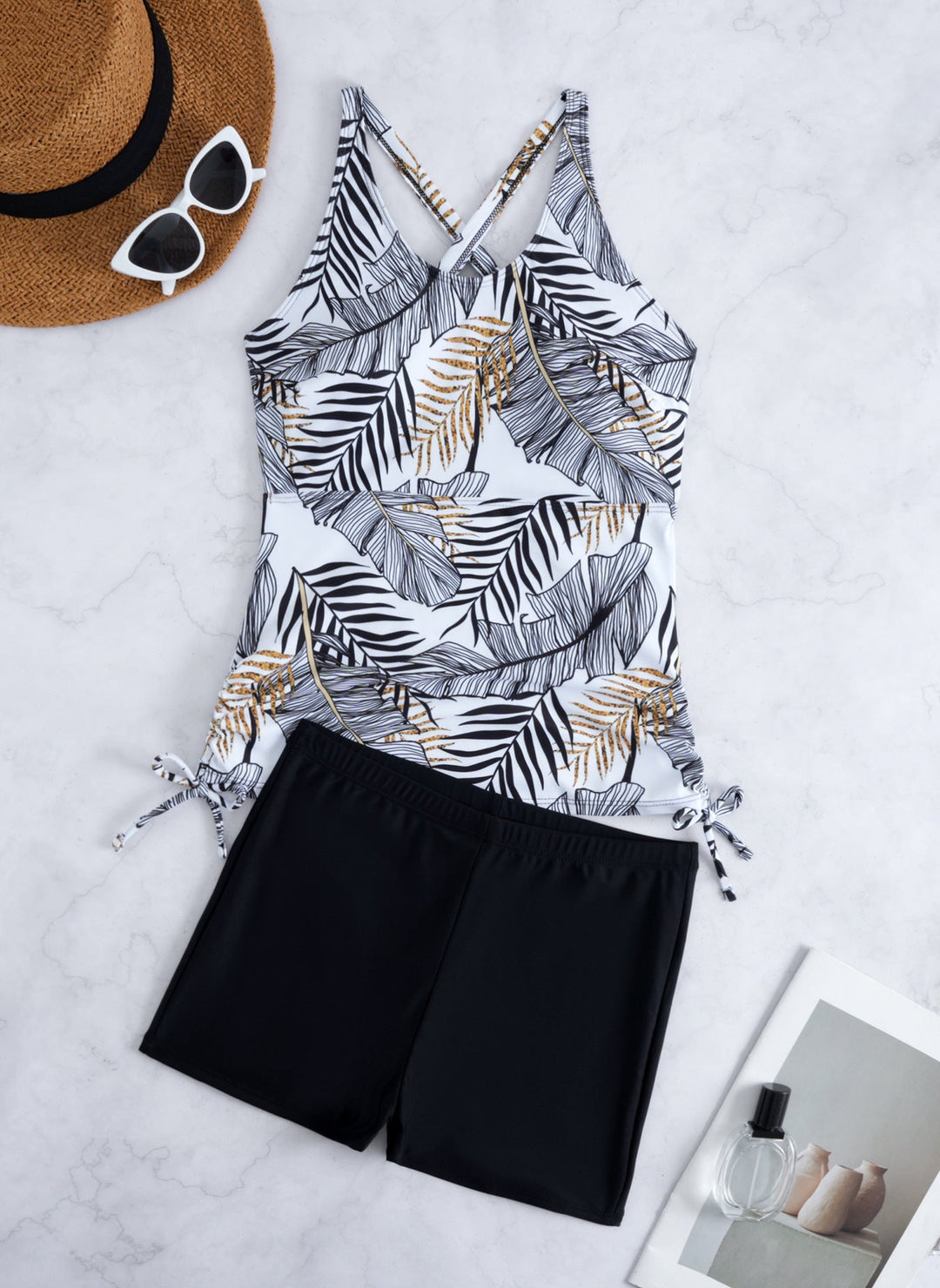 Damen Tankini-Set mit floralem Oberteil und bequemen Shorts Drune
