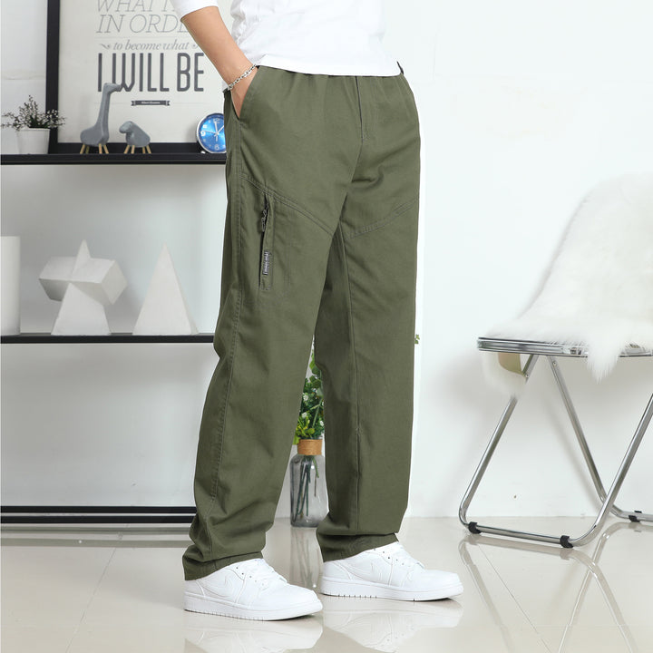 Herren Weite Utility-Cargohose mit elastischem Bund, seitlichen Reißverschlusstaschen und vorgeformten Knien Drune
