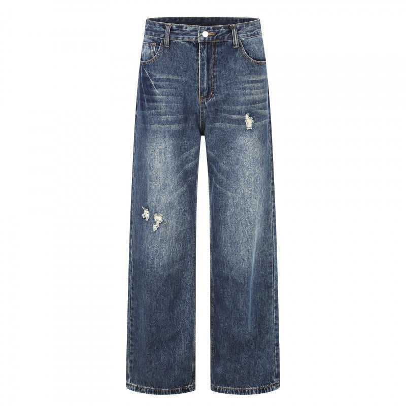Damen Highwaist-Jeans im Wide-Leg-Schnitt mit Used- und Destroyed-Details Drune