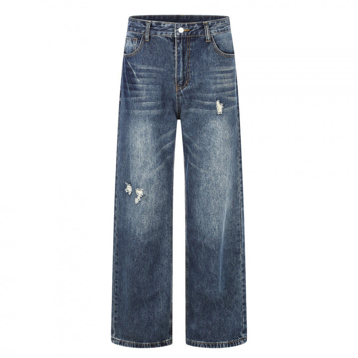 Damen Highwaist-Jeans im Wide-Leg-Schnitt mit Used- und Destroyed-Details Drune