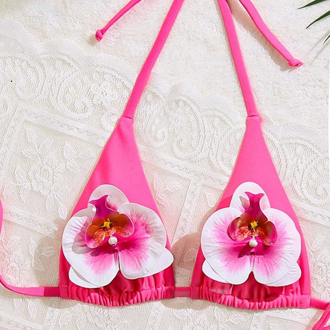 Damen Floral verziertes Triangel-Bikini Drune