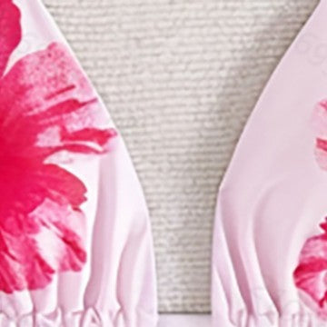 Damen Triangel-Bikini mit floralen Akzenten und zartem Rüschendesign Drune