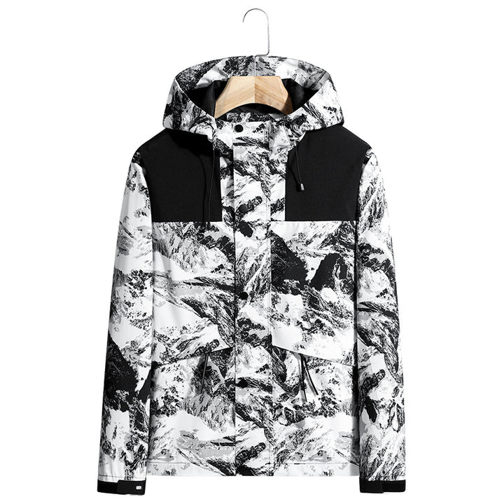 Herren Leichte wasserabweisende Kapuzen-Softshelljacke mit verdeckter Druckknopfleiste und Kordelzug Drune