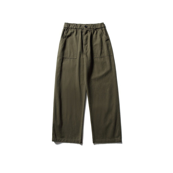 Damen Weite Utility-Cargohose mit elastischem Bund und aufgesetzten Fronttaschen Drune