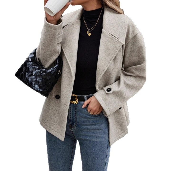 Damen Kurzer Wollmantel mit Oversized-Schnitt und Reverskragen Drune