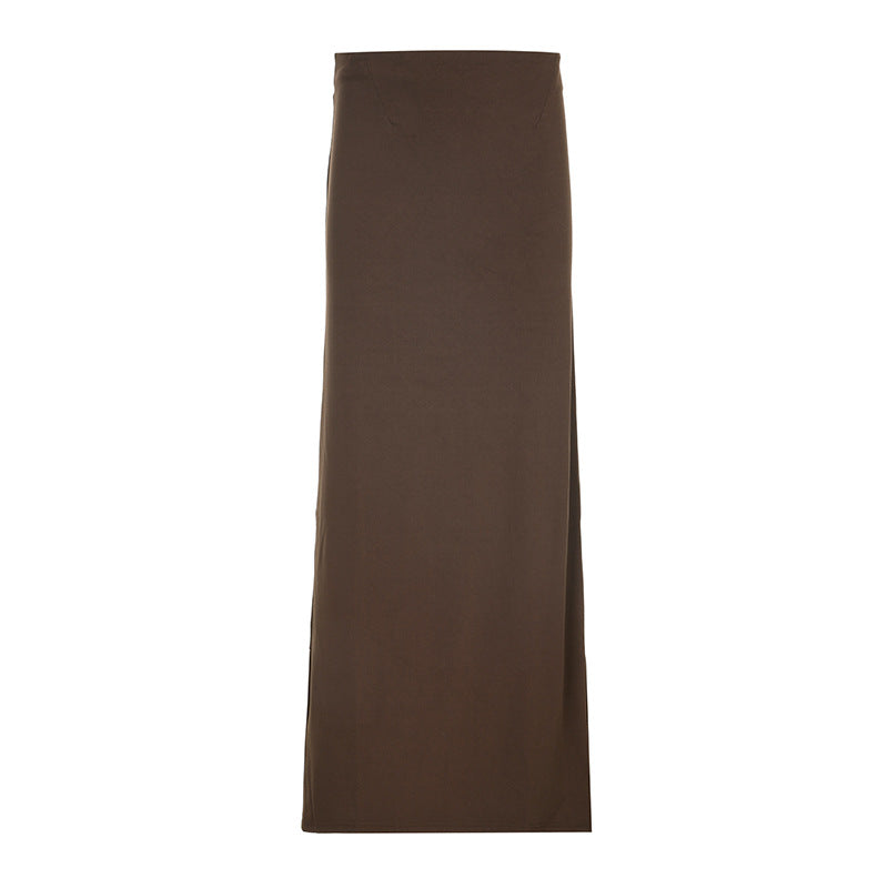 Damen nan taillierter Maxirock mit hohem Bund, geradem Fall und seitlichem Schlitz Drune
