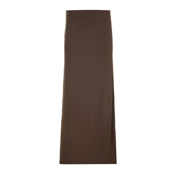 Damen nan taillierter Maxirock mit hohem Bund, geradem Fall und seitlichem Schlitz Drune