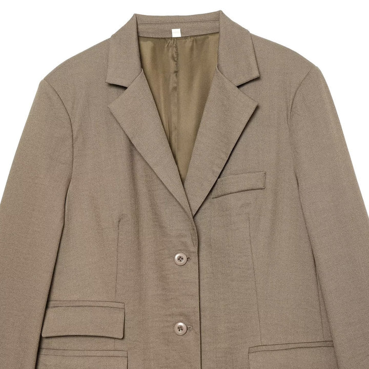 Damen Einreihiger Business-Blazer mit Pattentaschen und Reverskragen Drune