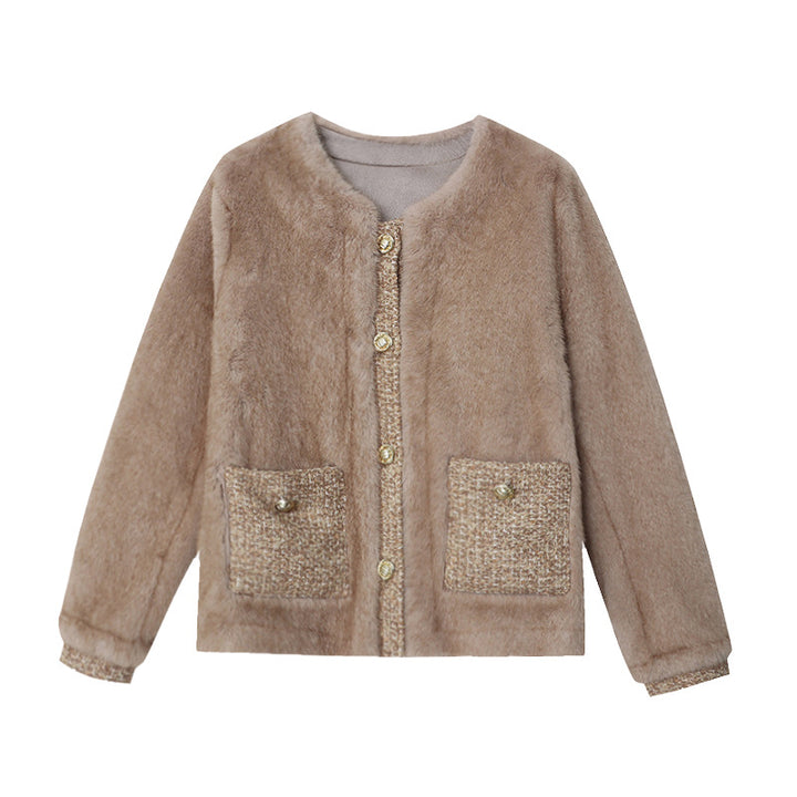 Damen kuschelige Strickjacke mit eleganten Knöpfen und praktischen Taschen Drune