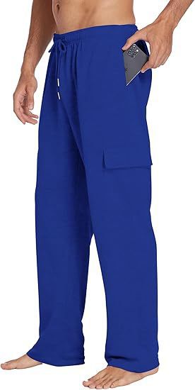 Herren nan komfortable Cargo-Loungehose mit elastischem Bund, Kordelzug, geradem Bein und aufgesetzten Klappentaschen Drune