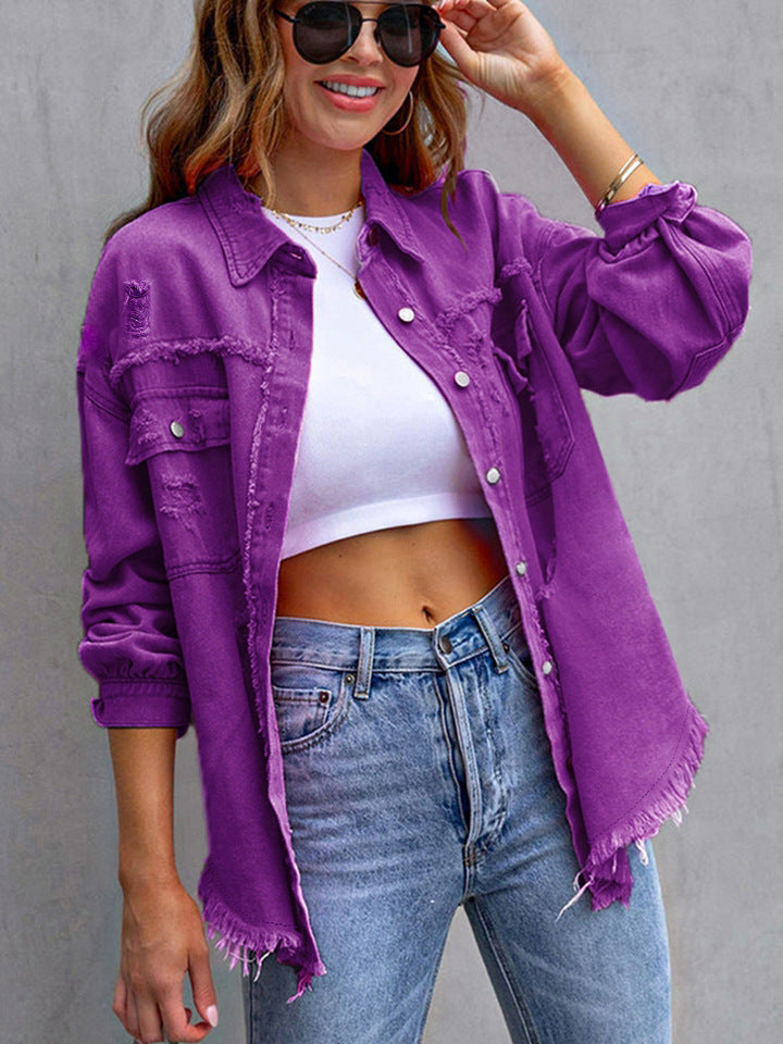Weite Jeansjacke aus Baumwolle