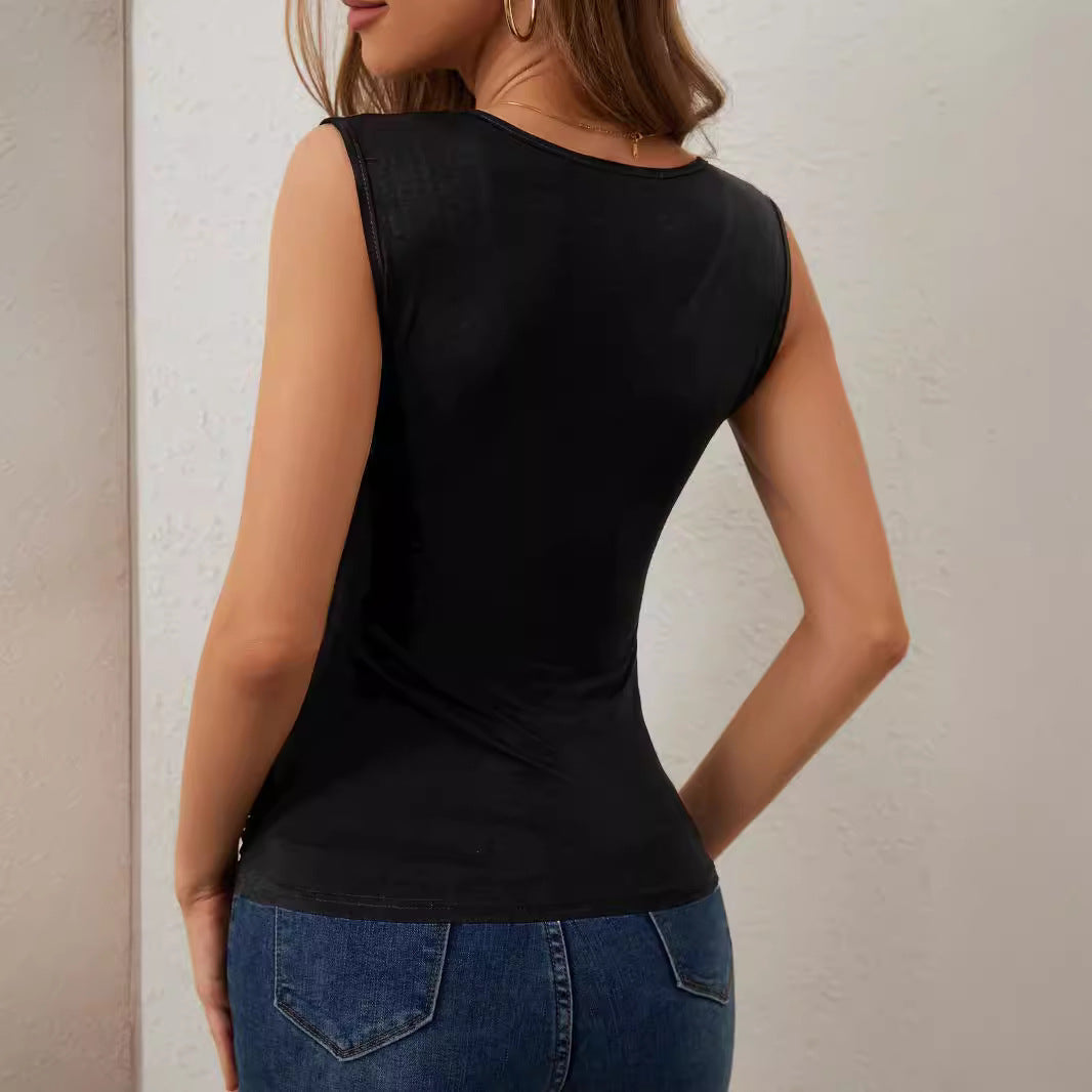 Damen nan tailliertes Wickelshirt mit tiefem V-Ausschnitt und kristallbesetzten Schulterkaskaden Drune