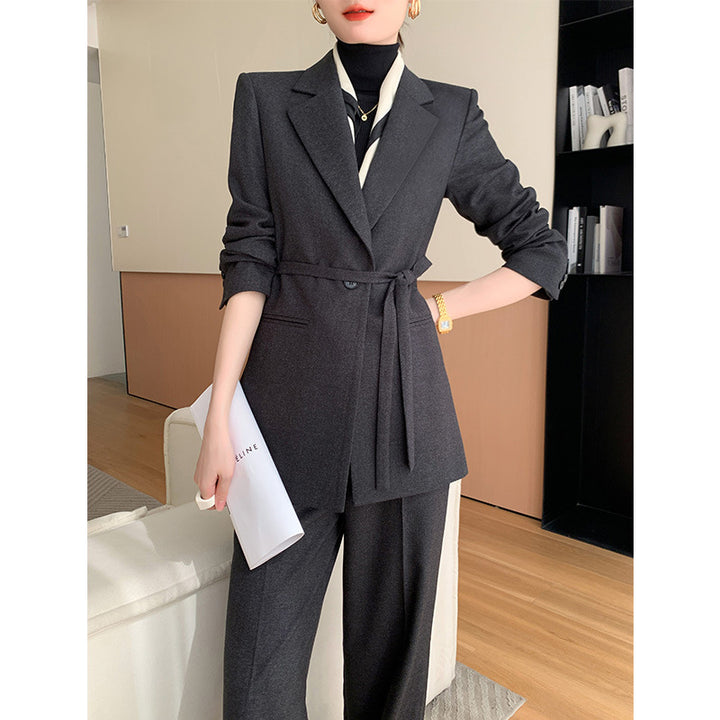 Damen Elegantes Blazer Set mit Taillengürtel Drune