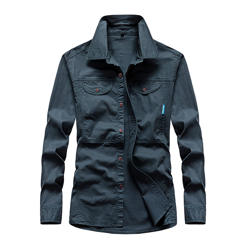 Herren Leichtes Canvas-Fieldshirt mit Brustklappen und Hemdkragen Drune