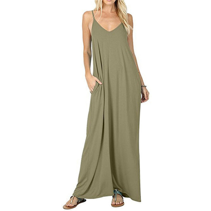 Damen Maxikleid mit spaghettiträgern und praktischen seitlichen Taschen Drune