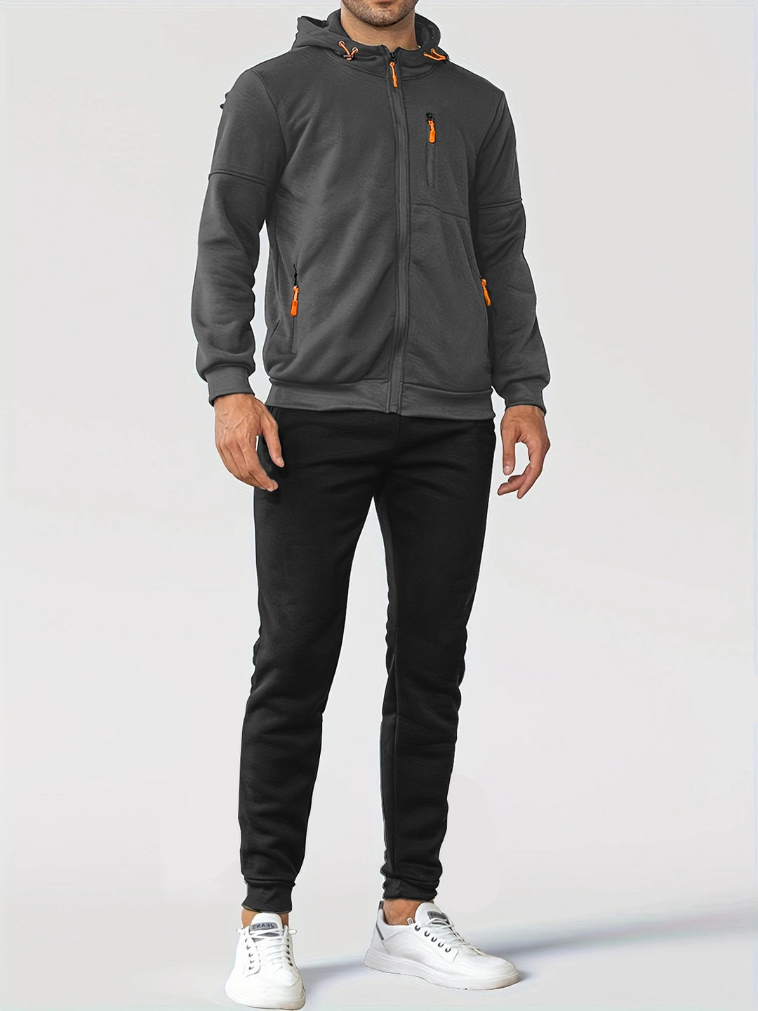 Herren technische Kapuzenjacke mit durchgehendem Frontreißverschluss, Brusttasche mit Reißverschluss und elastischen Bündchen Drune