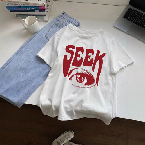 Damen T-Shirt mit auffälligem Grafikdruck Drune