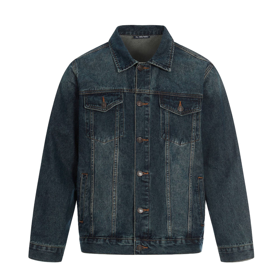 Herren Jeansjacke im Used-Effekt mit Pattentaschen und geradem Schnitt Drune