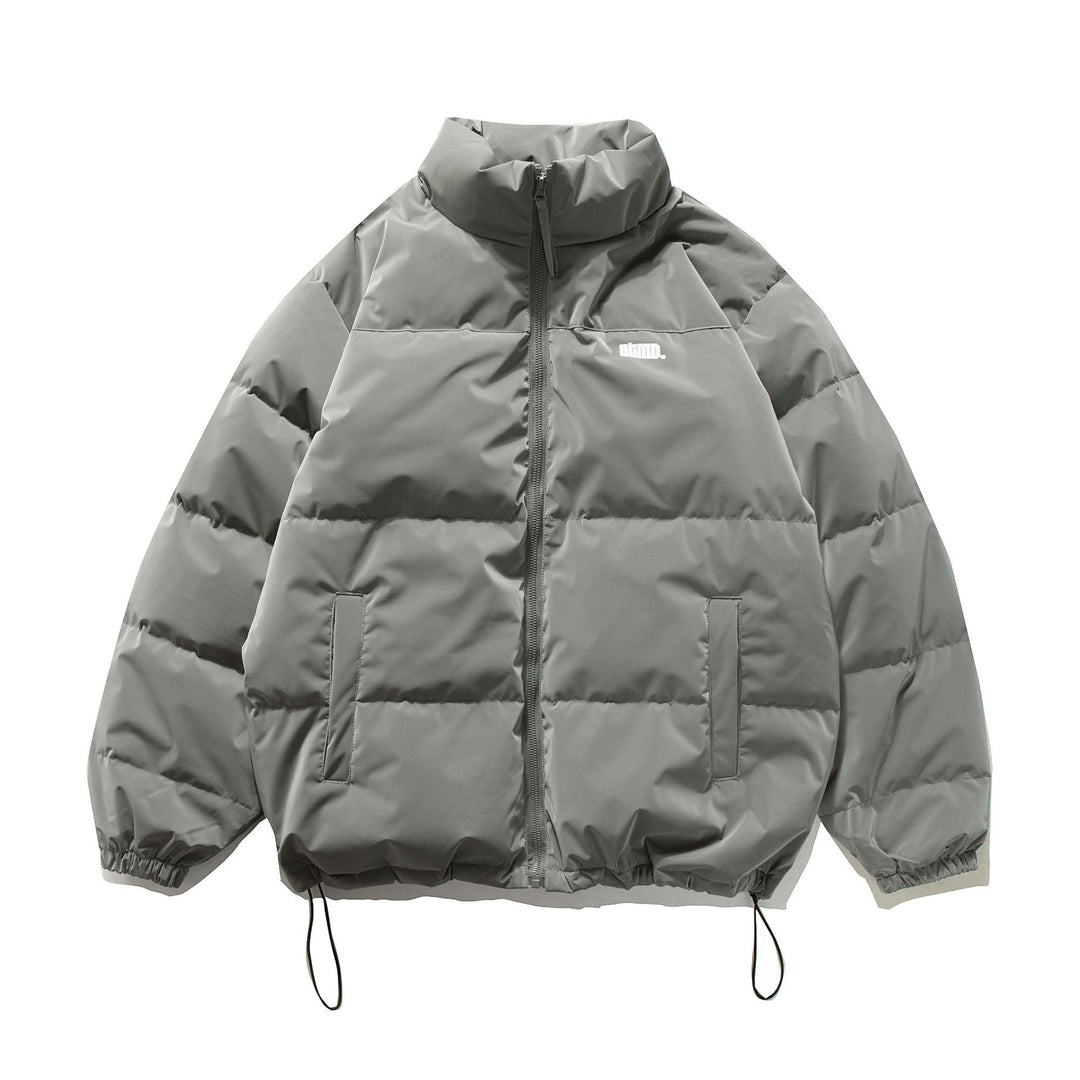 Unisex Kurzer Oversize Stepp-Puffer mit hohem Stehkragen und Kordelzug Drune