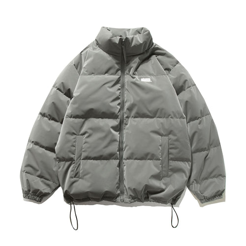 Unisex Kurzer Oversize Stepp-Puffer mit hohem Stehkragen und Kordelzug Drune