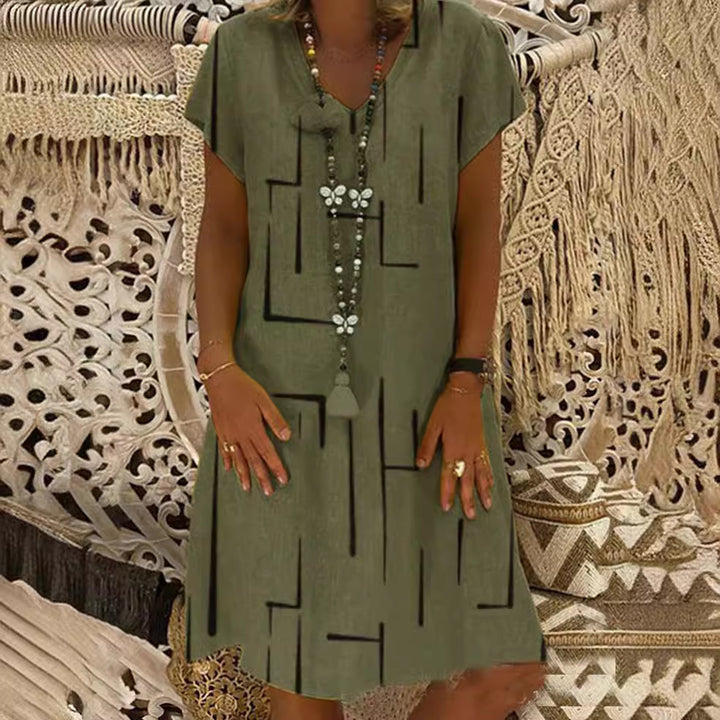 Damen Bequemes Tunika-Kleid mit modernen grafischen Mustern Drune