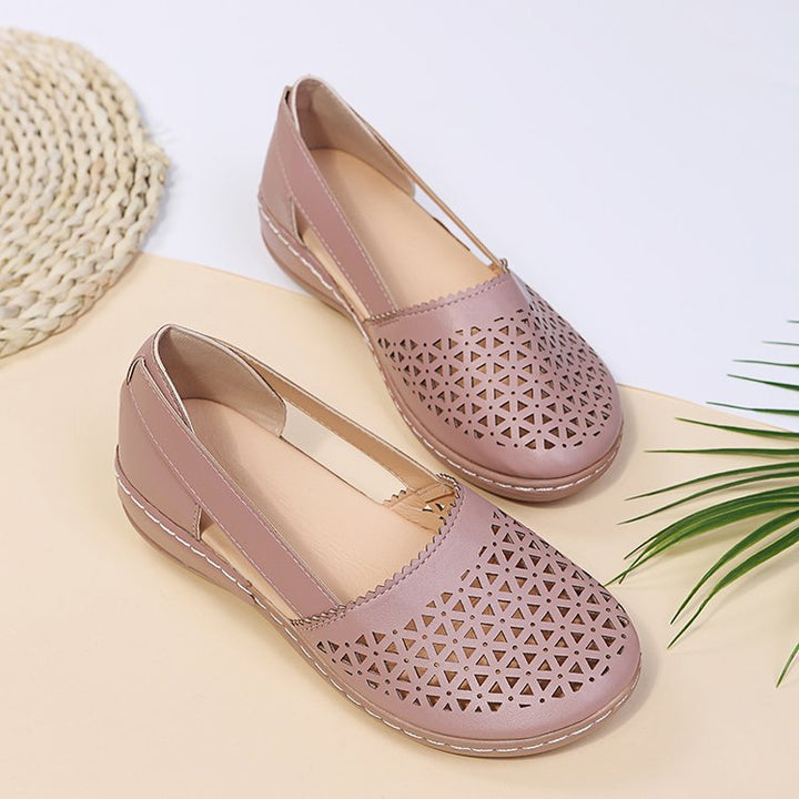 Damen Atmungsaktive Ballerinas mit modischem Lochmuster Drune