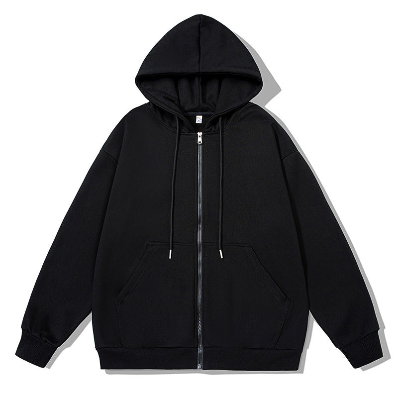 Unisex oversized Kapuzenjacke mit ausladendem Schulterschnitt, durchgehendem Reißverschluss und French-Terry Drune