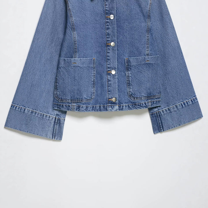 Damen Oversize-Denimjacke im Boxy-Schnitt mit kurzer Silhouette und aufgesetzten Taschen Drune